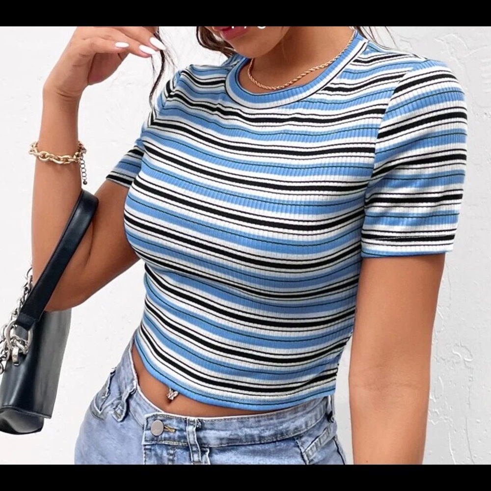 Shein Striped Knit Crop Top